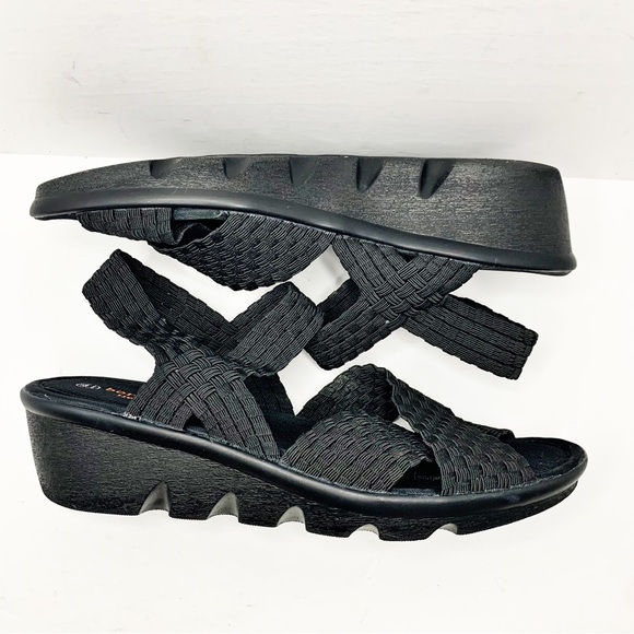Bernie Mev Lihi Brighten Black Elastic Basketweave Wedge Sandals  - Size US 9.5 - Picture 5 of 9